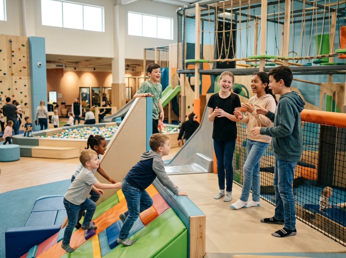 Enfants dans l'espace de jeu JeuneCreateur